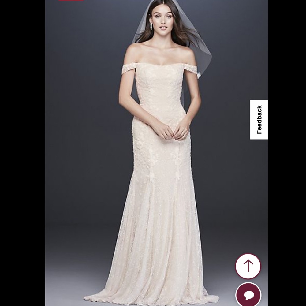 Melissa Sweet Swag Sleeve Layered Lace Trumpet Wedding Dress